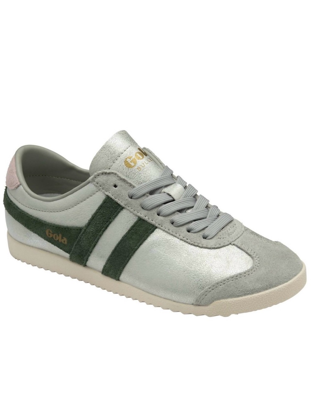 Gola Women's Silver Sneakers with Dark Green Stripes